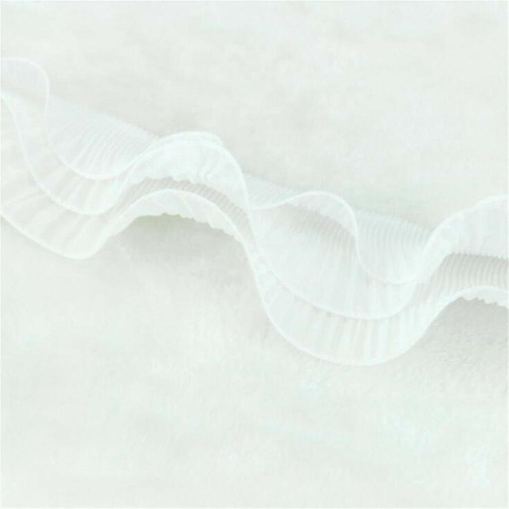 1 Yard Vintage 3-layer Gathered Lace Edge Trim Elastic Pleated Ruffle Ribbon DIY Sewing Craft