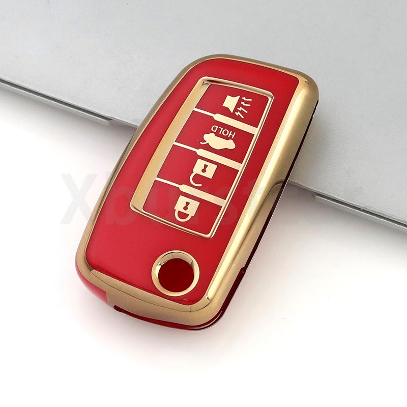 4 Buttons Tpu Auto Shell Fob Gold Edge Car Key Case Cover For Nissan Qashqai X-Trail T32 Rogue Juke F15 J11 Murano Maxima Altima