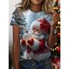 Summer Ladies Christmas 3D Printed Crew Neck T-Shirt Fashion Versatile Trend Breathable Casual