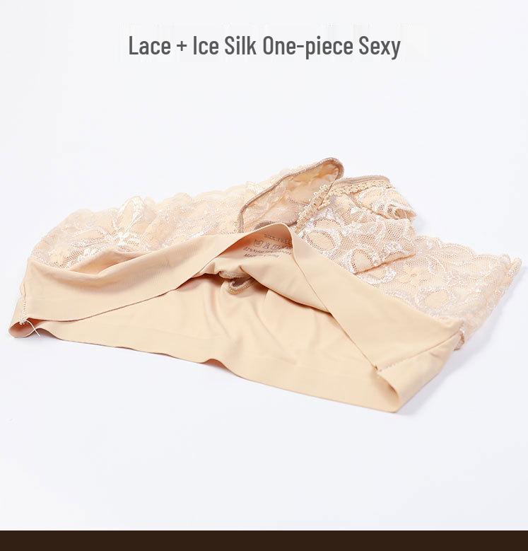 Japanese Sexy Women's Open Crotch Lace Ice Silk Panties - Hip-Lifting Plus Size Lingerie