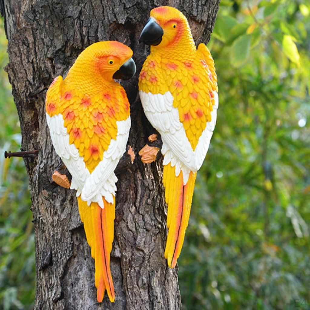 Feathered Birds, Resin Parrot Statues Landscape Animal Ornaments Crafts, Garden & Yard Decoration -