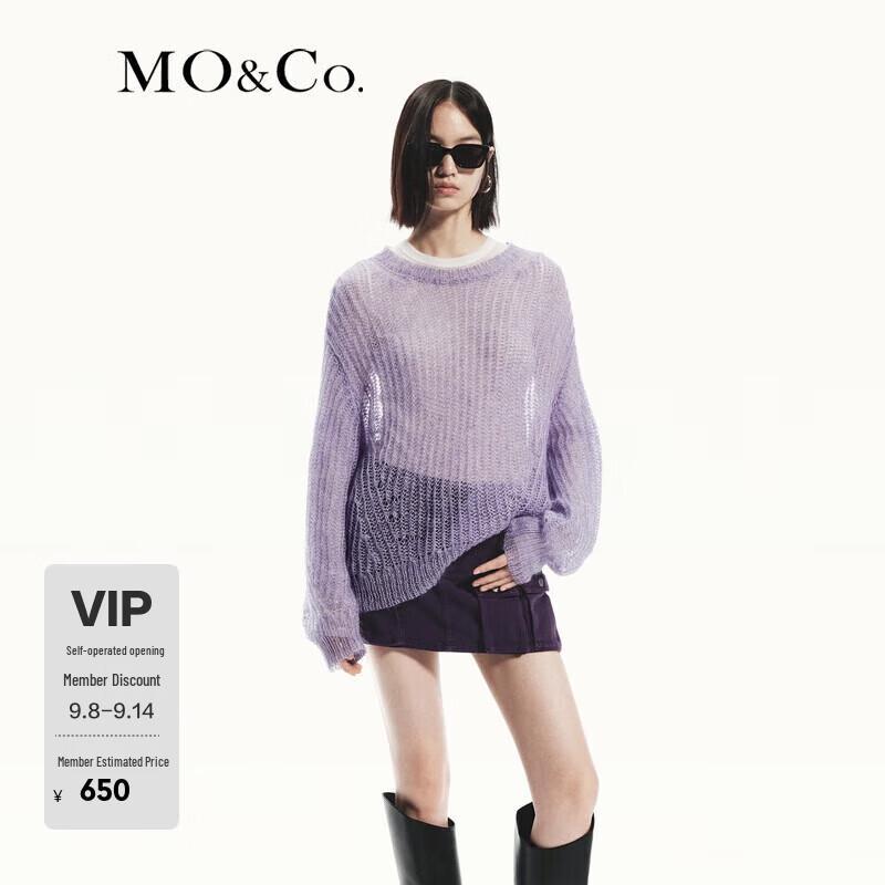 MO&Co. Mohair Wool Blend Lantern Sleeve Knit Sweater