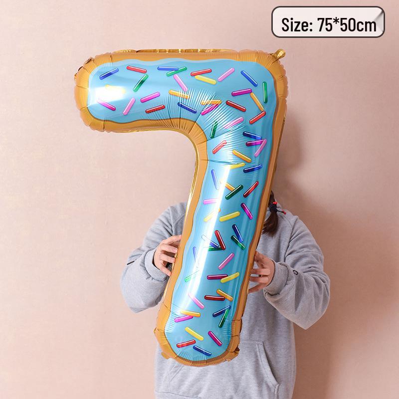 40-Inch Donut Number Balloons for Kids' First Birthday or Kindergarten Party Decorations