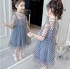 Children Dress Spring Summer Kids Clothing  Baby Girls Clothing Wave Point Short Sleeve Dress Girl Mesh Dress Ruffle