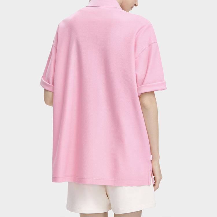 Fila American Series Letter Print Casual Loose Short Sleeve Polo Shirt Unisex Polo Shirts Light-Sand-Pink F11U329105FPK