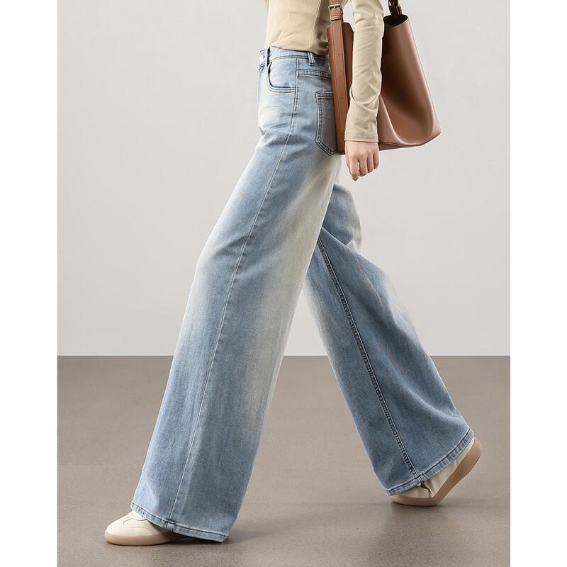 TERRE BLEUE Women's Vintage High-Waist Wide-Leg Jeans