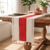 Splicing Knitted Hollow-out Table Runner Rustic Style Farmhouse Tablecloth Macrame Table Mat  Hotel