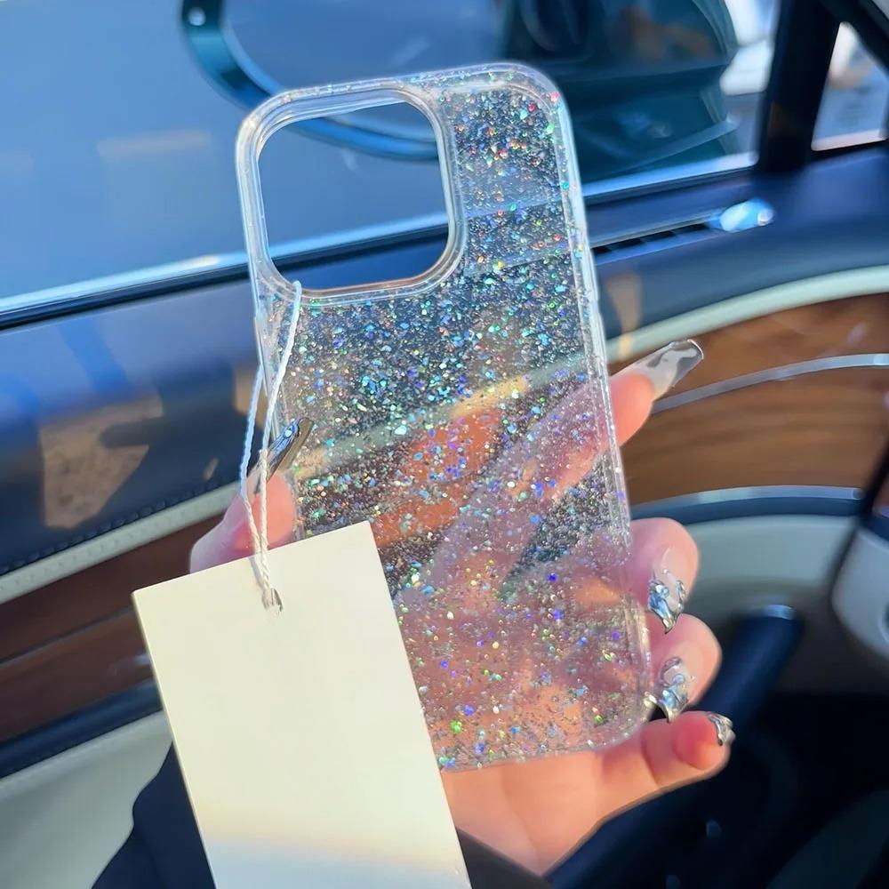 

Fashion Transparent Glitter Soft Case for iPhone 13 14 15 16 17 Pro Max 17 Air Plus 11 12 Sparkling Bling Ultra Slim TPU Cover iPhone 11 Pro Max