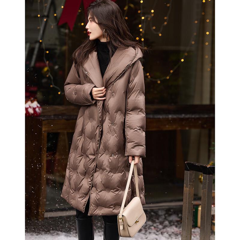 Demana "Winter Snow" Women's Mid-Length Hooded 90% Duck Down Pongee Jacket