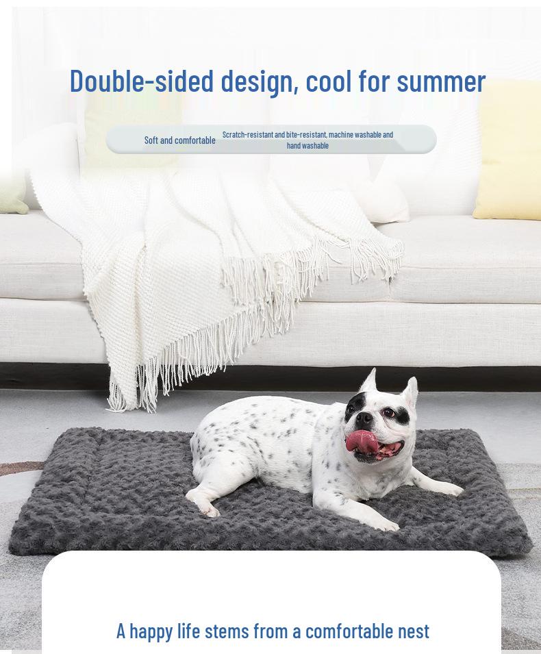Summer Thin All-Season Pet Bed - Rose Velvet Double-Sided Mattress for Dogs & Cats