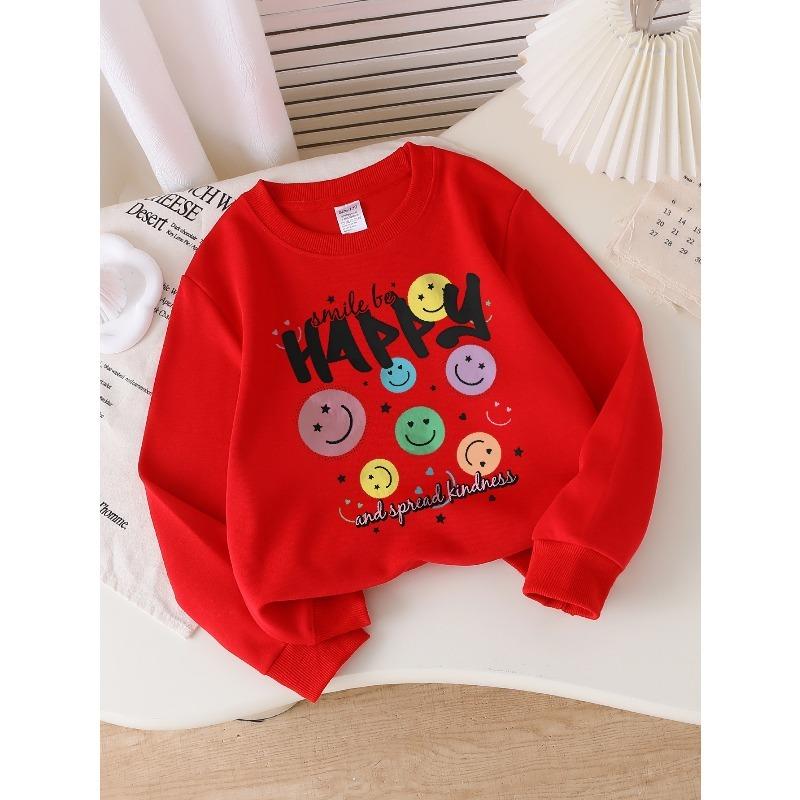 European sizes Kids' Crewneck Sweatshirt Smile Be Happy And Spread Kindness , Sportswear And Casual Wear, Soft And Comfortable, Children's Clothing