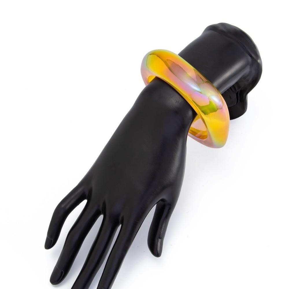 Punk Hip Hop Colorful Resin Bangles Irregular Geometric Chunky Bangles Laser Bracelets  Boho Style