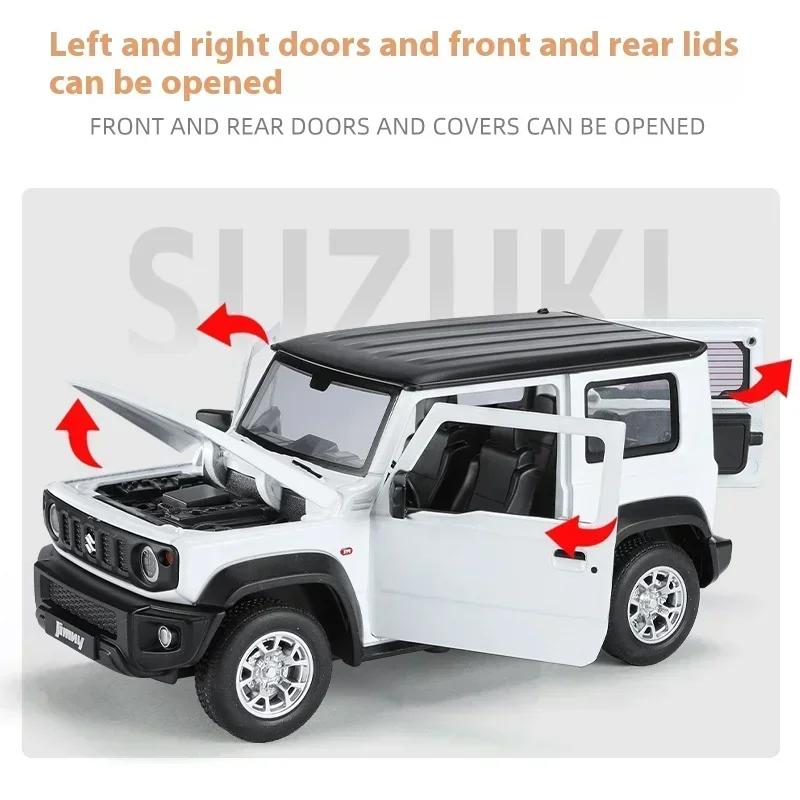 1:24 Suzuki Jimny SUV Tout-Terrain Modèle Réduit en Alliage Métal Moulé Sous Pression Véhicule Son & Lumière Collection Présentoir Hobby Décoration Cadeaux Pour Garçon