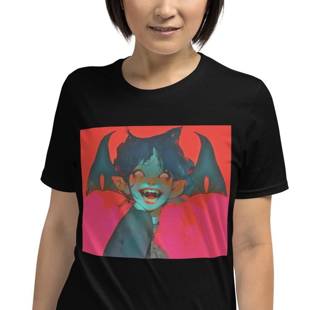 

Anime Style Horror Bat Girl Demons Demon She Devil Vampire Unisex T-Shirt M