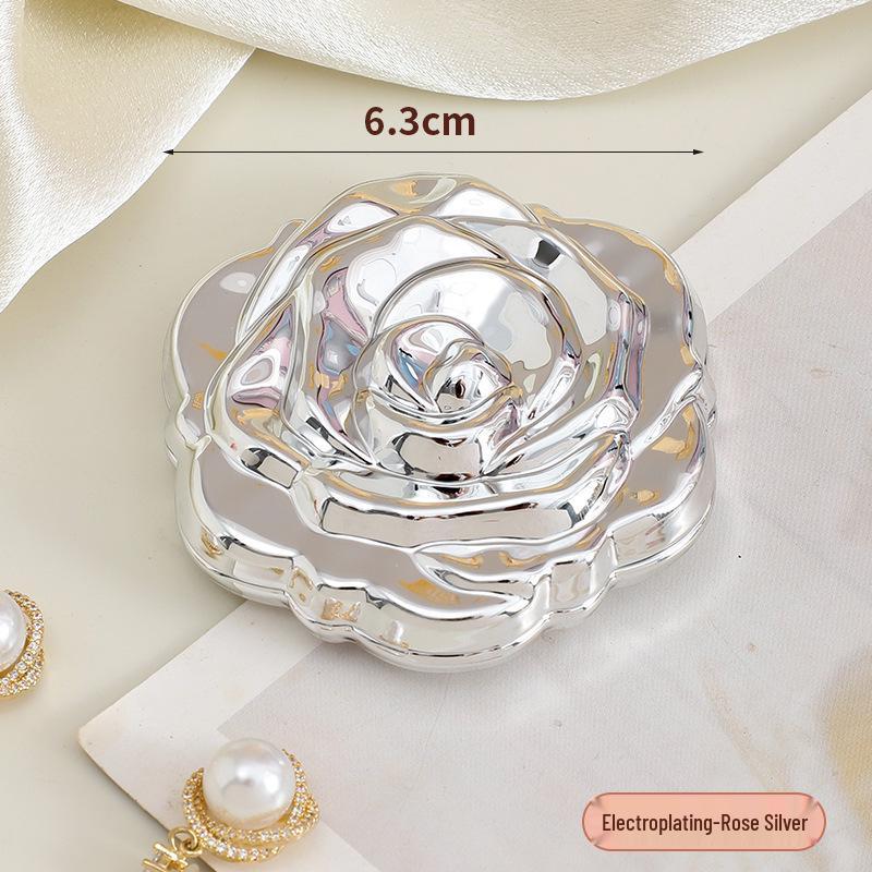 Portable Folding Rose Mirror: Compact HD Double-Sided Makeup Mirror with Flip-Top Design