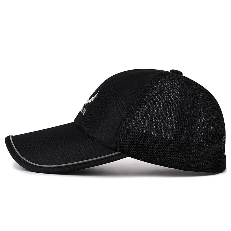 Casquette de baseball d'été pour homme à bande réfléchissante et à longue visière, pour l'extérieur, l'alpinisme, pare-soleil, protection solaire, pêche, maille respirante