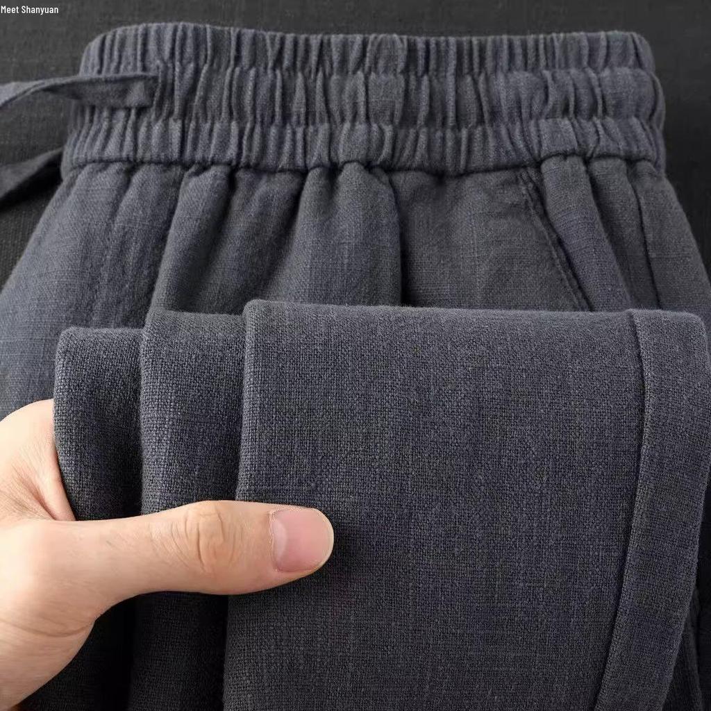 Men's Lightweight Cotton Linen Straight-Leg Sports Pants - Summer Versatile Style for Teens and Adults