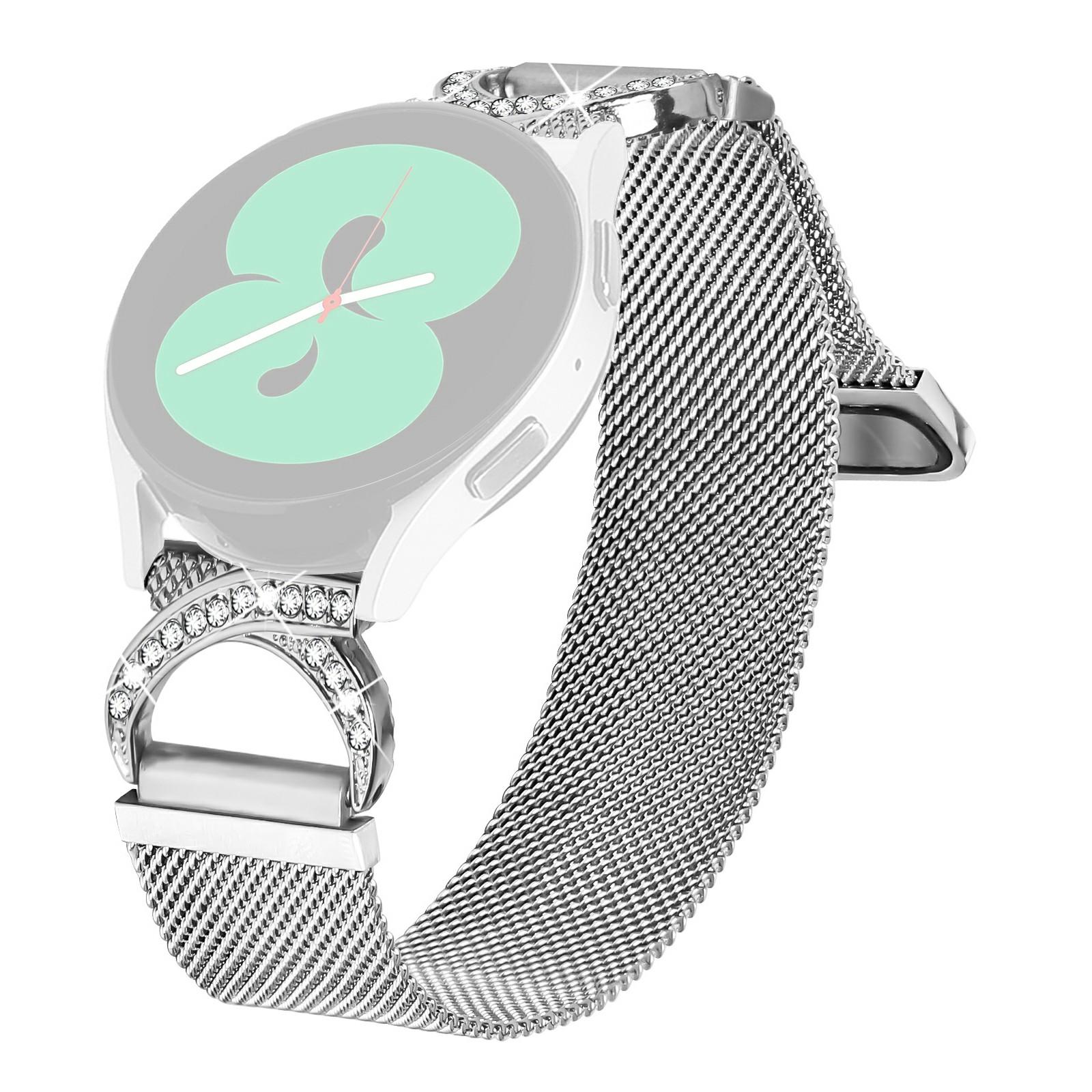 

For Garmin Vivoactive 3/Vivoactive 3 Music Watch Band Milanese Silver Metal Strap Rhinestone Decor As shown A