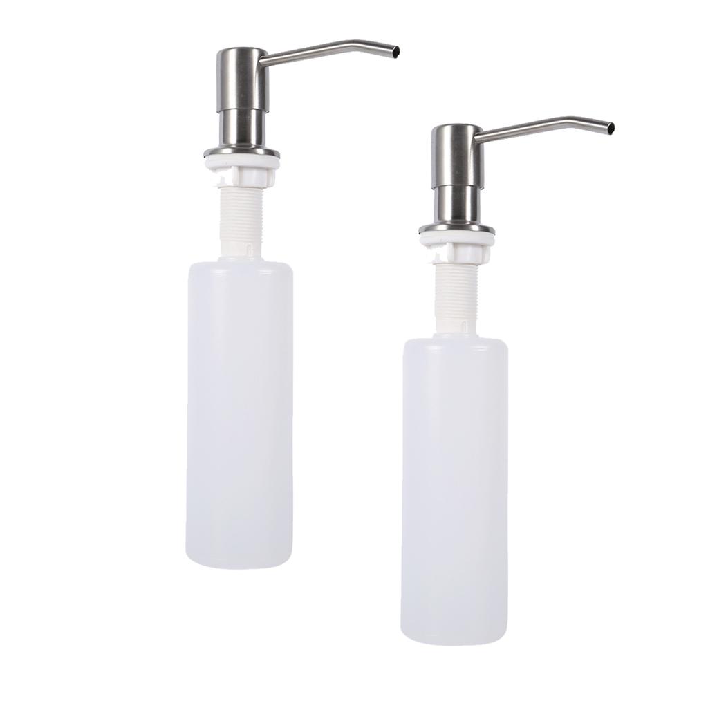 2 Sets Soap Dispenser for Kitchen Sink 304 Stainless Steel Built in Soap Dispenser Countertop Pump Head with 300ML