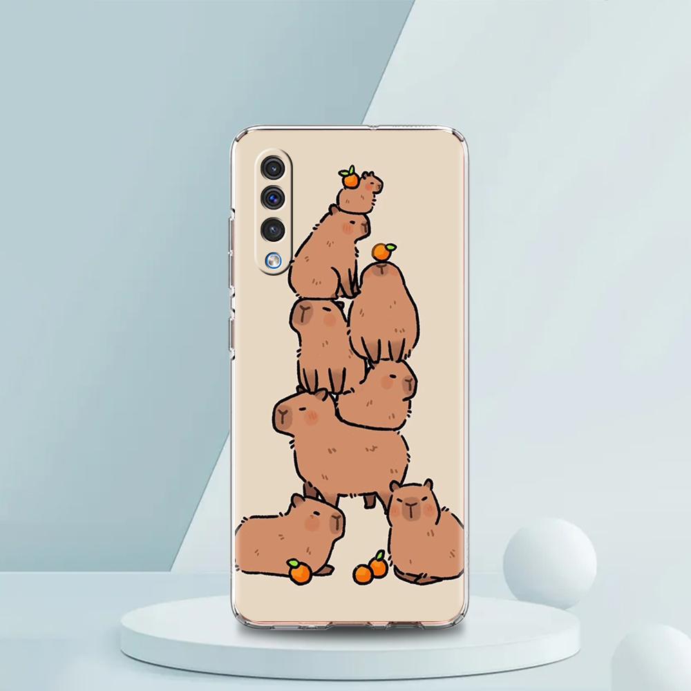 Cartoon Capybara Transparent Phone Case for Samsung Galaxy A12 A50 A52 A70 A40 A10 A20 A30 A02 A03S A04 Cover Silicone Shell Bag