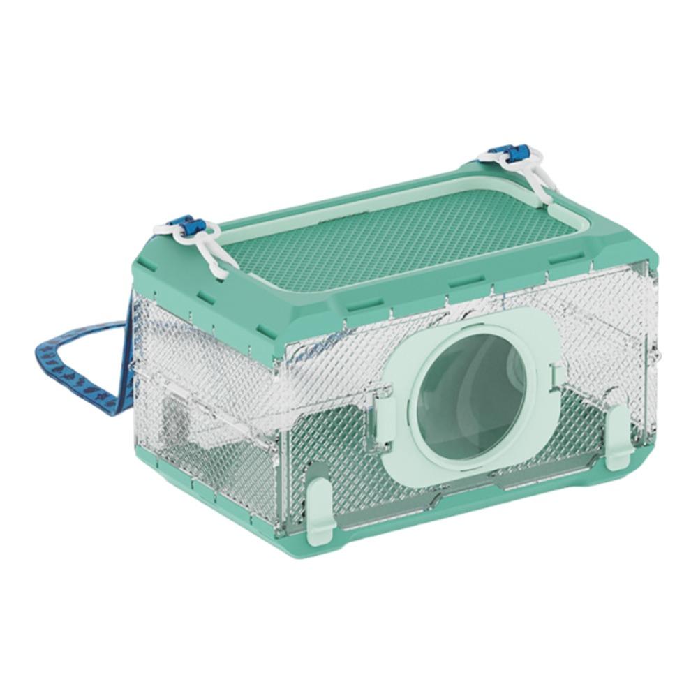 

Прозрачная клетка для хомяка Пятикратное увеличение Дышащая клетка для кормления Складной вентилируемый бокс для наблюдения за насекомыми зелёный