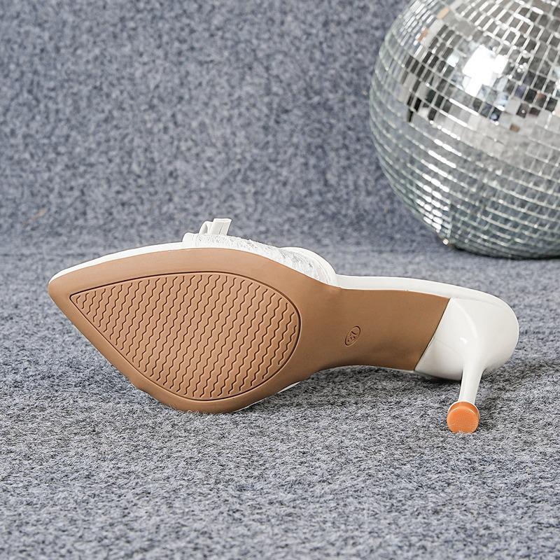 Pesstwei Sexy Thin High Heels Peep Toe Women Slippers Elegant Fashion Hollow Out Mesh Banquet Party Ladies Shoes