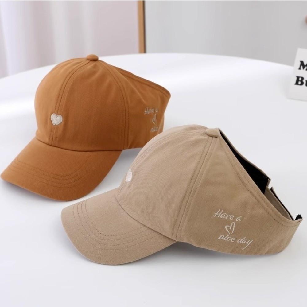 High Ponytail Children's Baseball Cap Love Heart Embroidery Baby Peaked Cap Kids Sun Hat Playing
