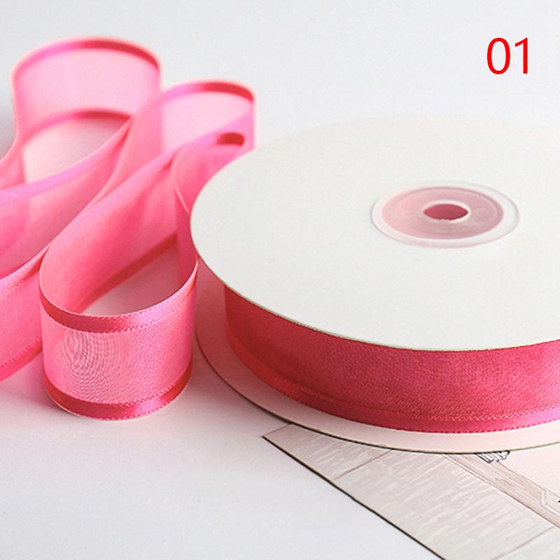 

25 ярдов/рулон 2,5 см прозрачная шифоновая лента атласные ленты для упаковки подарков украшения свадебных букетов праздничных венков кружева