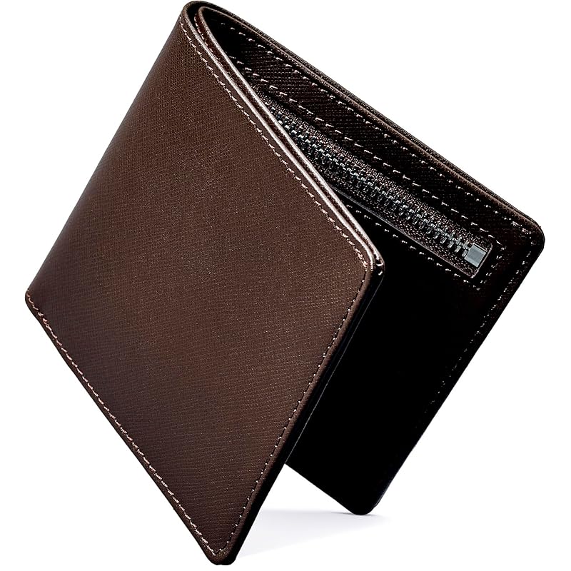 

[VALOREA] bifold wallet men s lightweight Thin [Smart design for easy removal] genuine leather compact (dark brown)