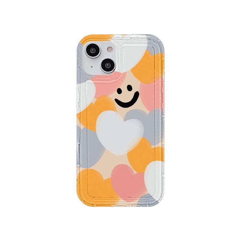 Applicable iPhone17Pormax mobile phone case 14pro color love smile face 16 all-inclusive 15/13 protective case