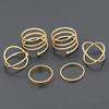 6Pcs/Set Women Golden Tone Stack Plain Slim Band Midi Ring Spiral Knuckle Rings AVE