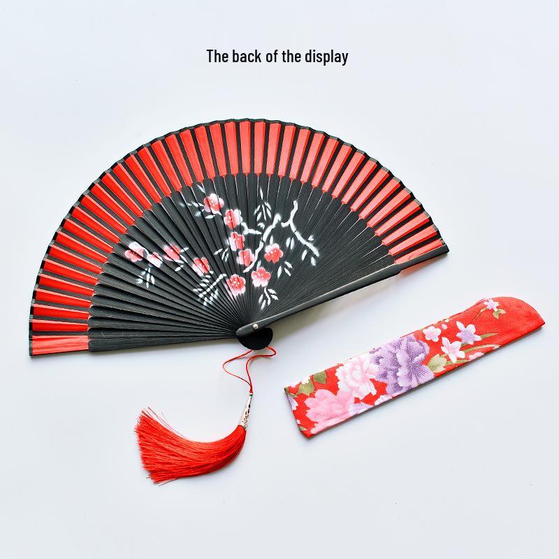 Red Dancing Fan: Classical Chinese Style Folding Fan, Easy-Open Hanfu Accessory