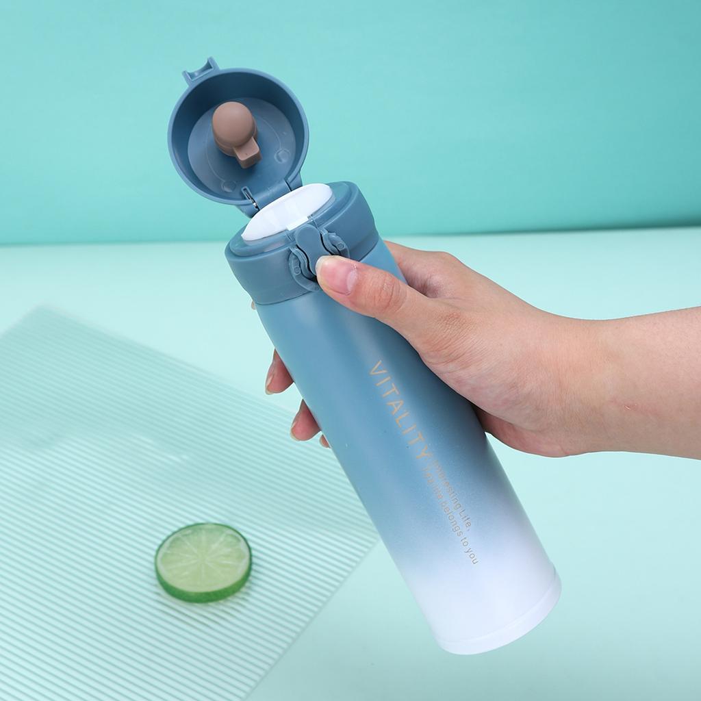 350ML Gradient Stainless Steel Insulated Cup Whit Bouncing Cover  Portable Travel Thermal Cup Leakproof Thermal Bottle Gift