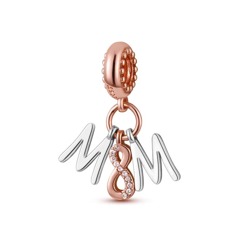 Pink Family Love Heart Charm Original Copper Beads Fit Pan Bracelet Diy Sister Mother Friendship Pendant Fine Gift Jewelry