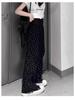 Pear-Shaped High-Waist Plus Size Black Polka Dot Wide-Leg Pants for Women - Spring/Summer Casual Slimming Design