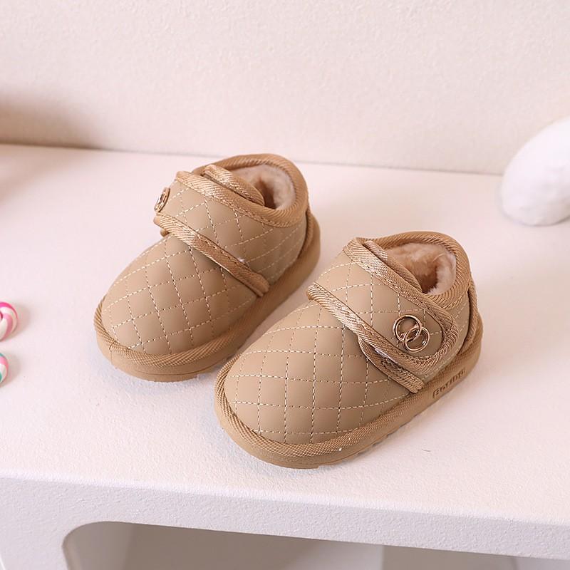 Toddler Warm Faux Leather Snow Boots Girls Boys Winter Thick Lined Ankle Booties 1-6 Years Old