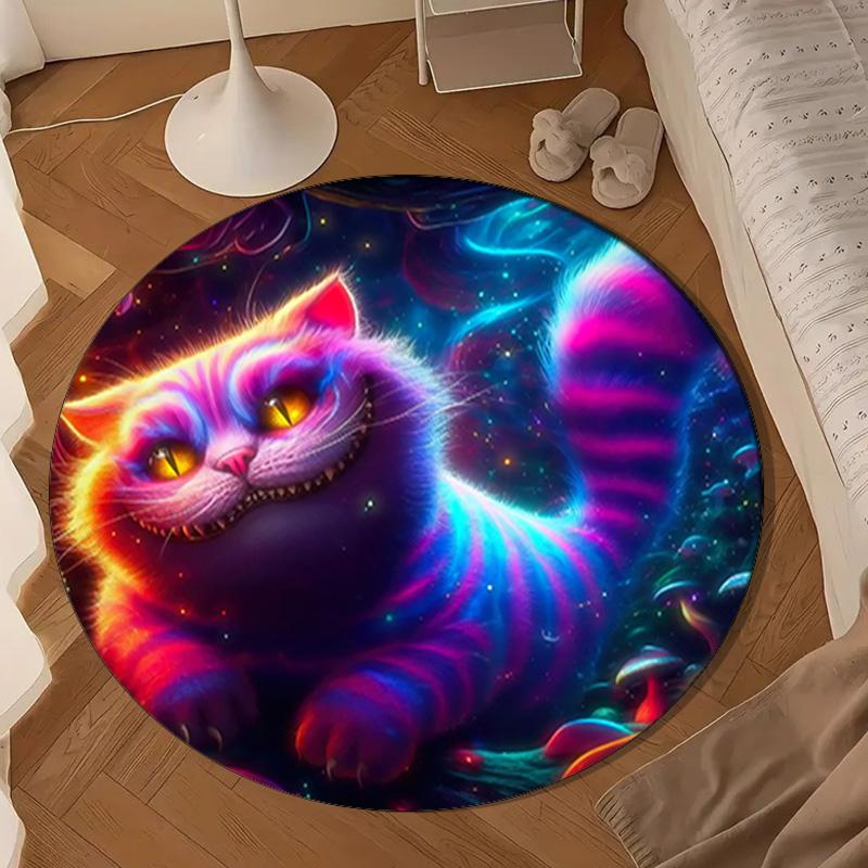 Magic Cat Fantasy Art Round Rug for Livingroom,Bedroom, Palyroom, Chair Rug, Area Rug, Circle Carpet, Large Size Fan Christmas Gift