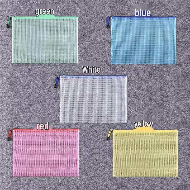 Waterproof PVC Transparent Mesh Zipper File Bag with Custom Logo Printing