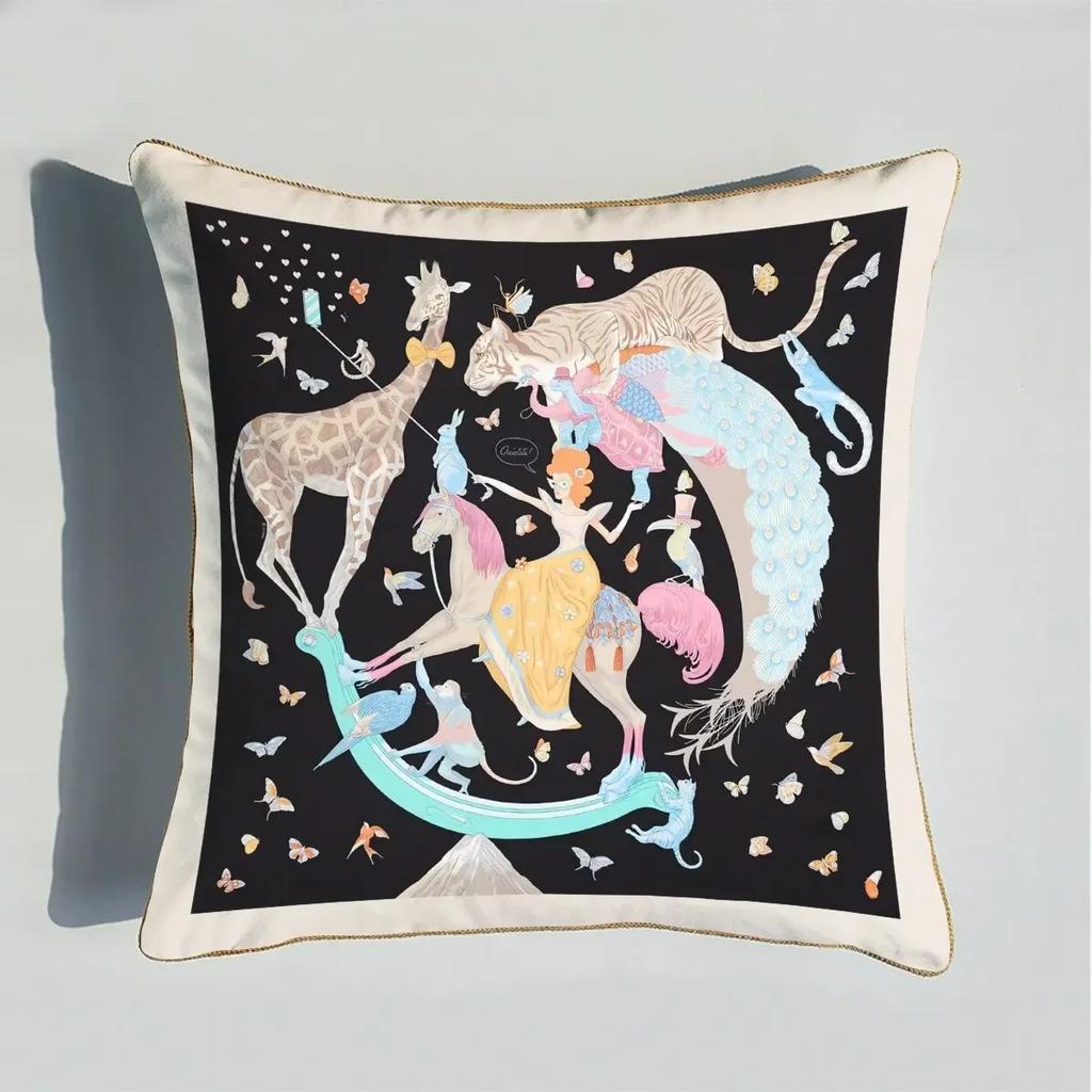 40/45/50/60cm Throw Pillow Polyester Cushion Cover Print Palace Rose Horse Pattern Sofa Couch Pillows for Home Decor Pillowcase
