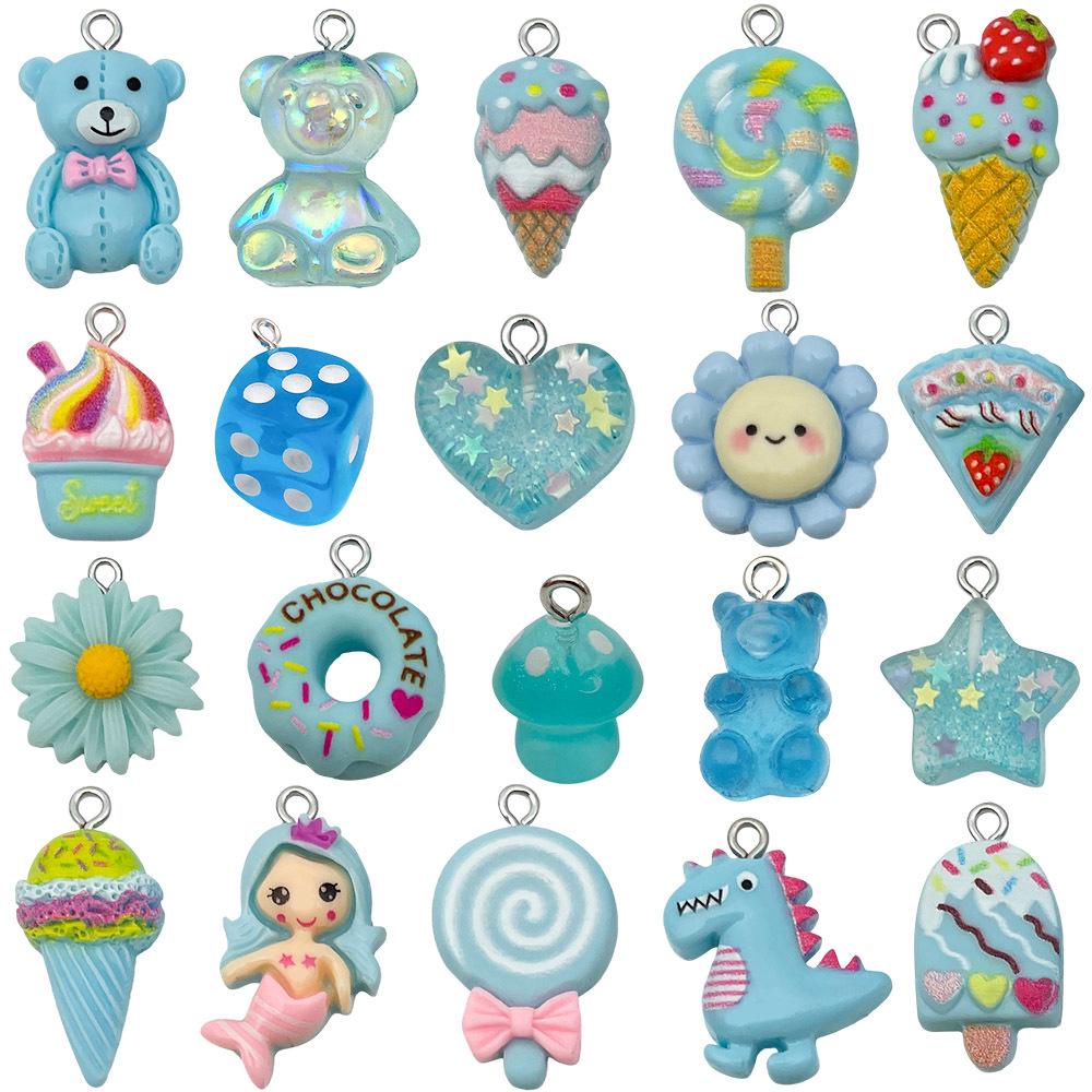 DIY Resin Pink Bear Lollipop Ornaments: Necklace, Earrings, Key Pendant Accessories