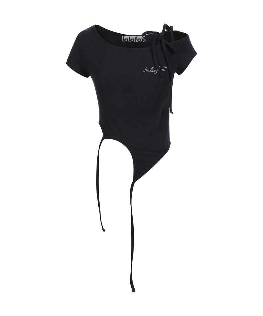 LALAFOX Shoulder Cut-Out T-Shirt Black Bq2Ch016