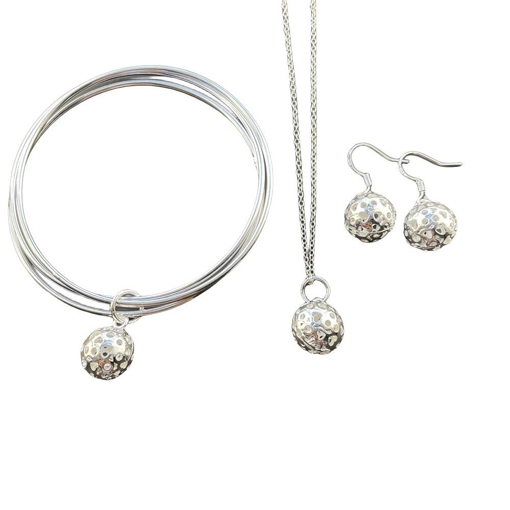 Accessories Linglong Ball Necklace Earrings Bracelet, Set T126