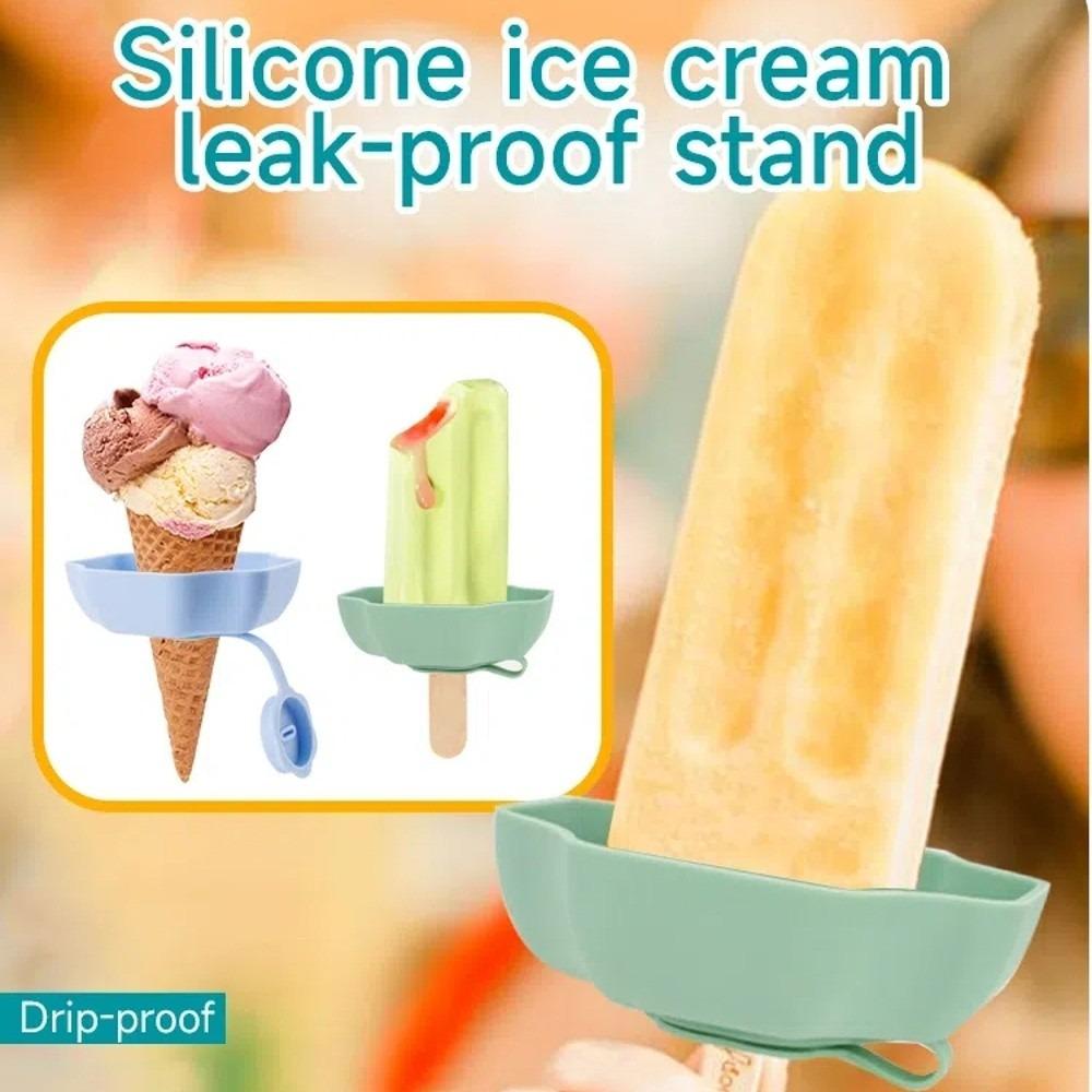 New Silicone Drip-Proof Popsicle Rack Reusable Multi Color Ice Cream Stand Handheld Ice Cream Tray