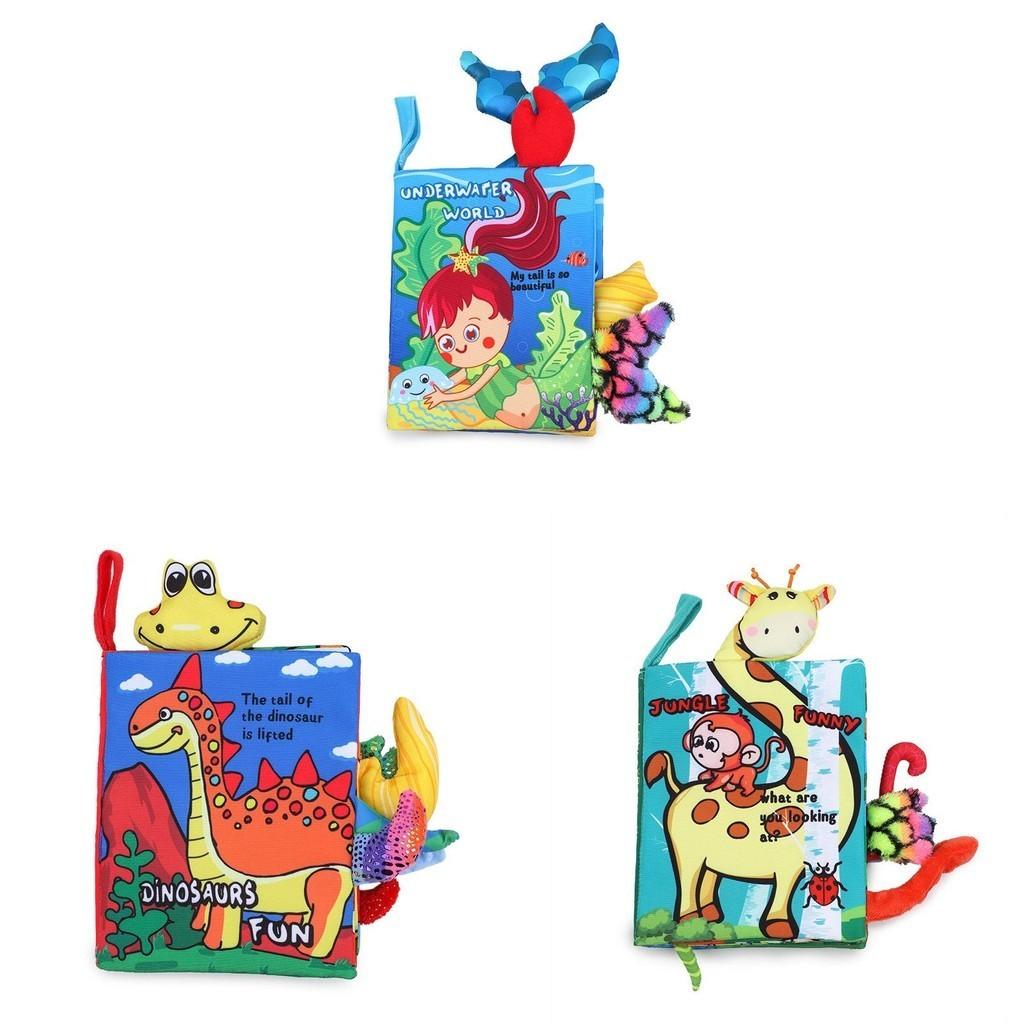Bbsky Baby Tail Cloth Book 3d Tail Animal Cloth Book Tearable Cloth Book 0-1 Year Old Early Education Toy Book