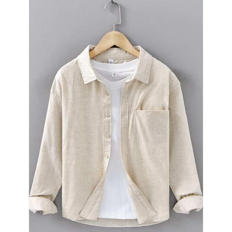 Spring Summer Japan fashion Retro Washed Cotton and Linen Long sleeve Shirts Men's Linen Casual Shirt Loose Breathable New Thin