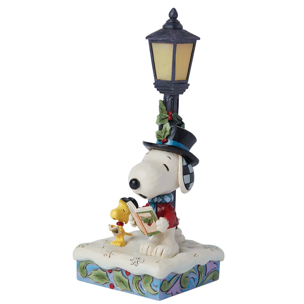 JIM SHORE Snoopy Woodstock Street Light 6015032 & <Christmas>