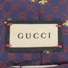 Great GUCCI tie GG logo all-over print Bee embroidery Navy silk mens 545078 Used