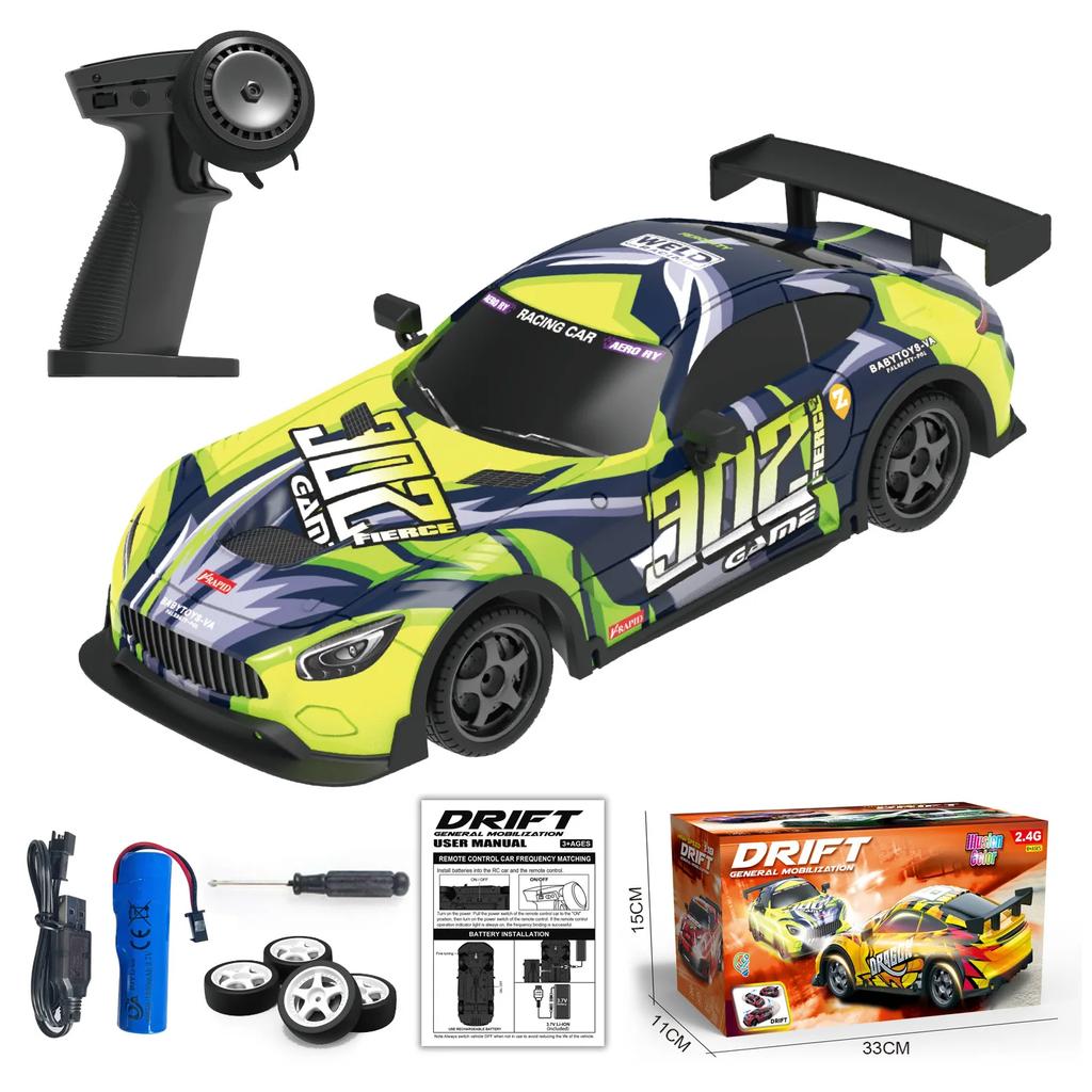 1/18 Rc Drift Racing Car 2.4G Radio Controlled Vehicles Remote Control High-Speed 4Wd Drive Cars with Light Drifting Model Toys