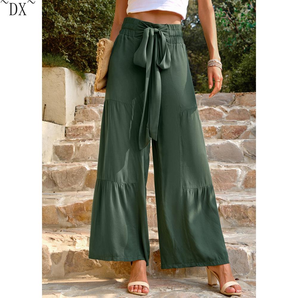 DX~~ Independent Station Casual Pants Women's Summer Loose Casual Wide Leg Solid Color Trousers