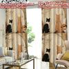2D FLAT PRINTING 2pcs Curtains (Without Rod) Cats Watching Cherry Blossoms Popular Curtains Digital Printed Versatile Polyester